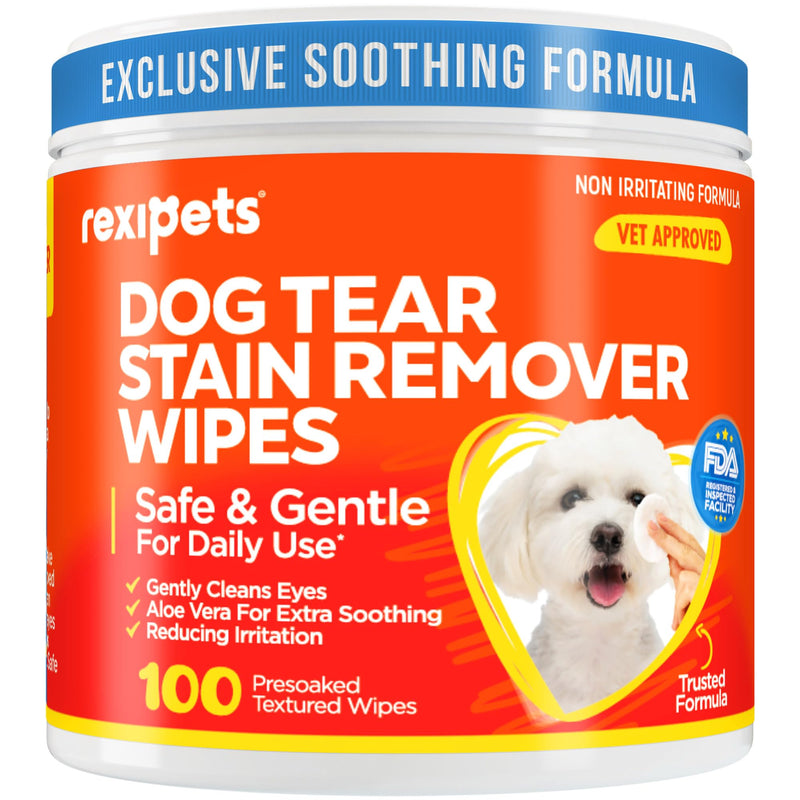 Dog Eye Wipes - Tear Stain Remover for Dogs - Remove Discharge & Mucus Secretions - 100 Soft Presoaked & Textured Eye & Face Wipes - PawsPlanet Australia