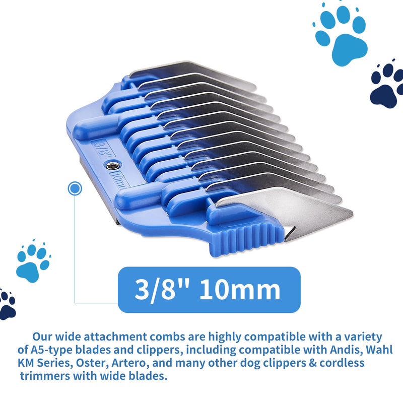 10MM 3/8Inch Pet Grooming Clipper Attachment Guard Comb, for Wide A5 Blades, Compatible with Andis, Conair, Wahl, Laube, Thrive, Bucchelli, or other A5 Series, Only Fit for 10W/15W/30W Wide Blade 10mm or 3/8" - PawsPlanet Australia