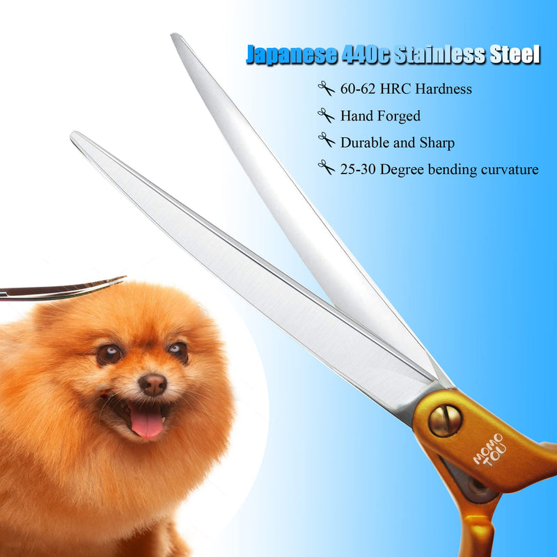 6.5'' Small Curved Dog Grooming Scissors Gold Professional Trimming Shears with Ultra-Lightweight Offset Handle 440C Stainless Steel Pet Scissors for Face and Paws Gold Curved - PawsPlanet Australia