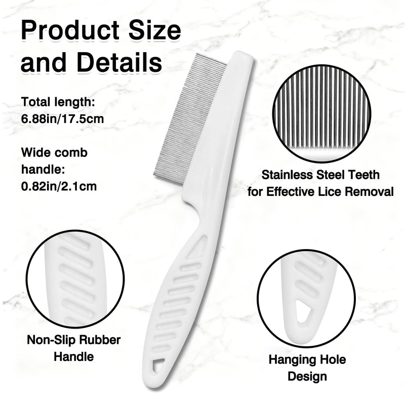 3-Piece Flea & Lice Fine-Tooth Comb Set for Dogs and Cats, Stainless Steel Pin Grooming Tools with Non-Slip Handle - PawsPlanet Australia