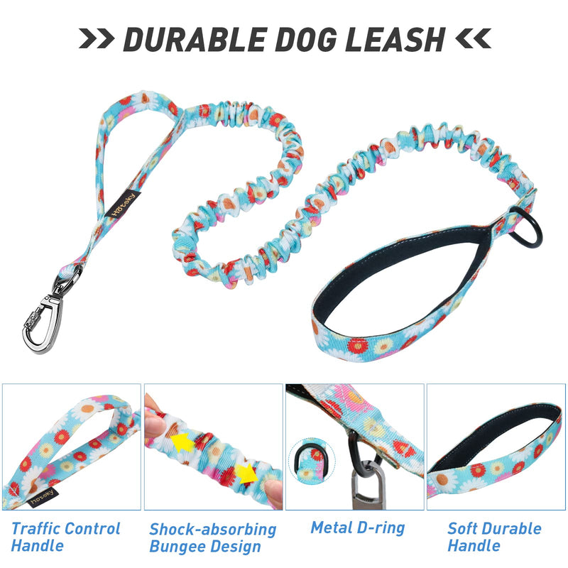 Hotsky Tactical Dog Collar and Leash Set, Heavy Duty Dog Collars for Medium Dogs, Adjustable Nylon Collars and Leashes with Handle Metal Buckle for Large Dogs, with Airtag Case and Patches(Daisy, XL) XL(20"-23") Daisy Set - PawsPlanet Australia