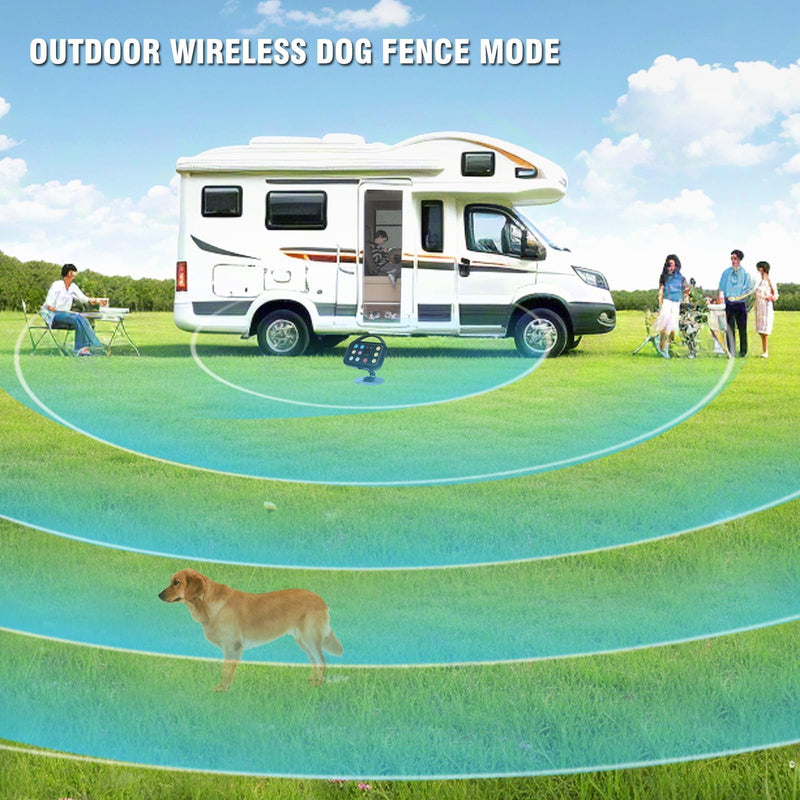 Plkm Dog Wireless Fence Indoor Outdoor Electric Fence Dog Training Collar Pet Intelligent 3 in 1 System, AI Technology Out-of-Range Reminder, Adjustable Range Shock Strength, Rechargeable Waterproof Black