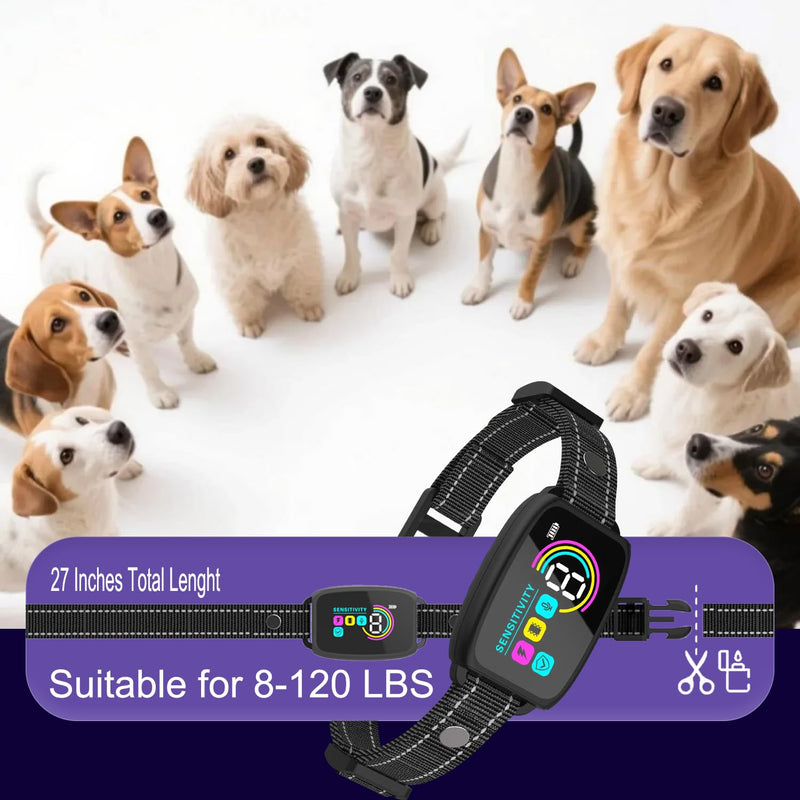 Auto Stop Barking Collar Smart Anti Barking Collar Beep/Vibration/E-Shock Modes Level 8 Sensitivity Rechargeable Training Dog Collar for Large Medium Small Dogs - PawsPlanet Australia