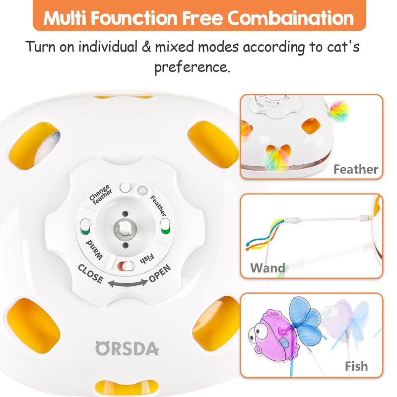 ORSDA Cat Toys for Indoor Cats, 5 in 1 Interactive Cat Toy, Rechargeable Automatic Enrichment Toys for Cats Home Alone for Bored Indoor Adult Cats Self Play Kitten Toys for Exercise, Touch Activated - PawsPlanet Australia