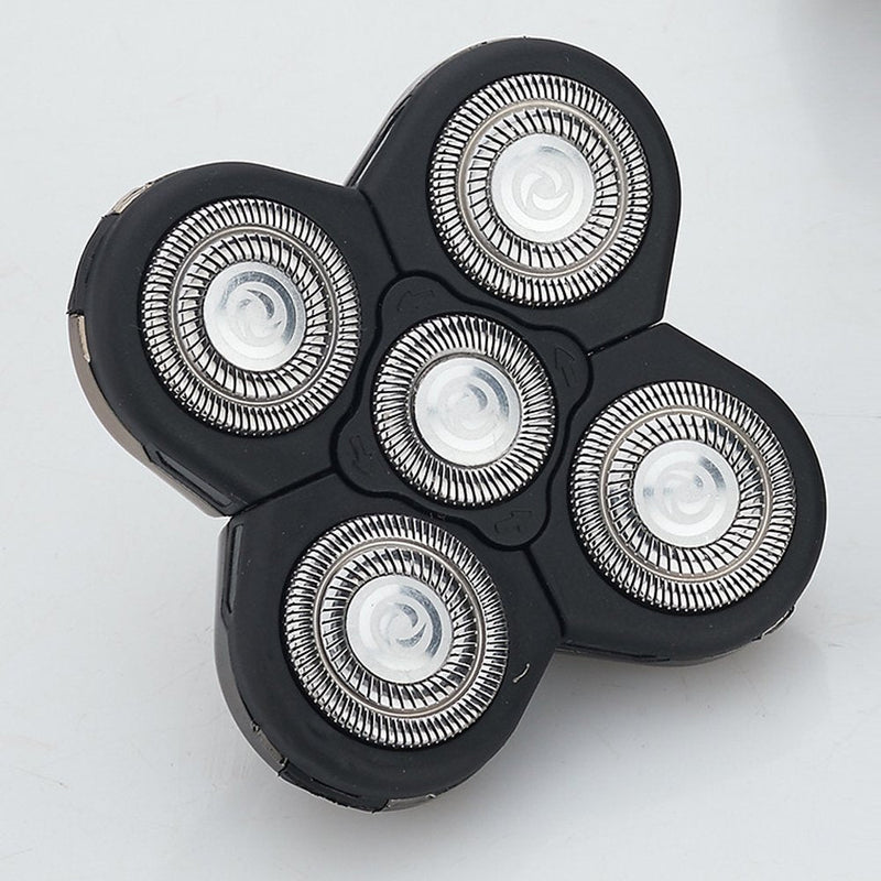 Men Electric Shavers Replacement Heads 5 in 1 Razor Replaceable Alternate Floating Washable Blade Trimmers Head (Black-1pcs) Black-1pcs