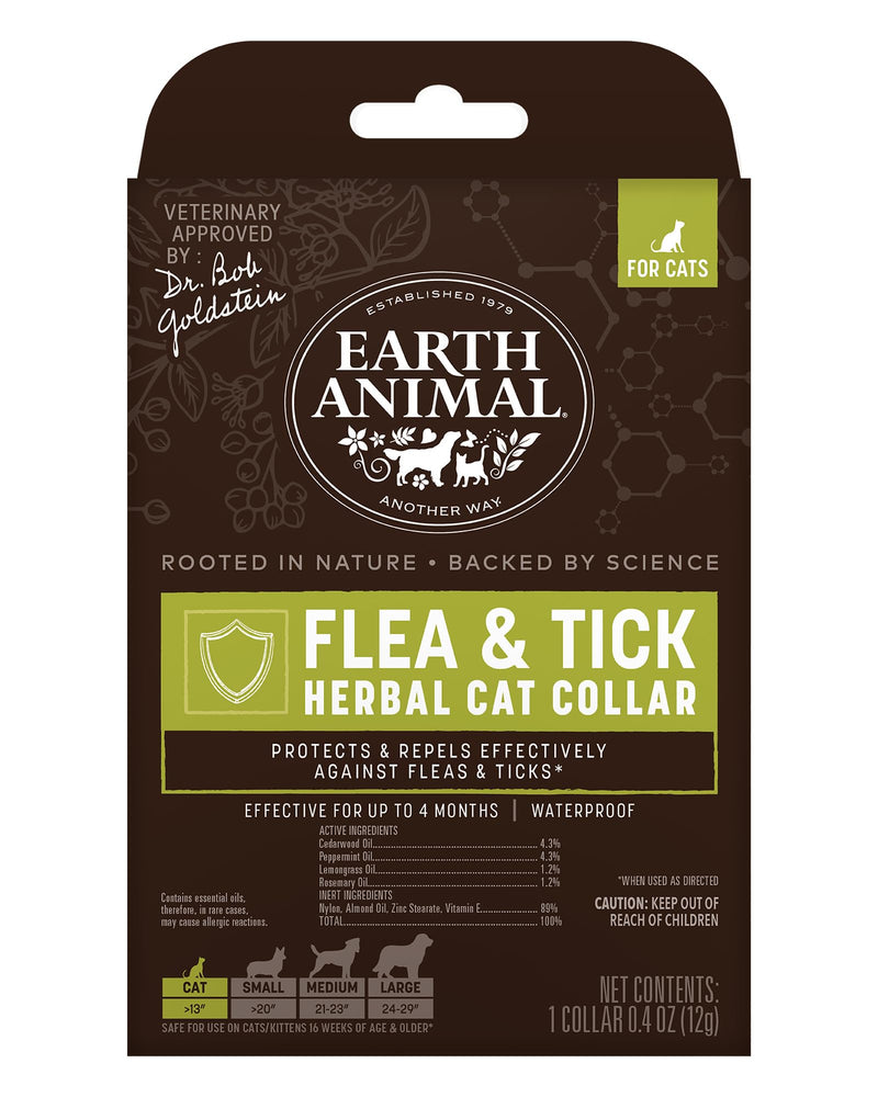 Earth Animal Apothecary Natural Flea & Tick - Herbal Collar for Cats & Kittens - 1 Collar