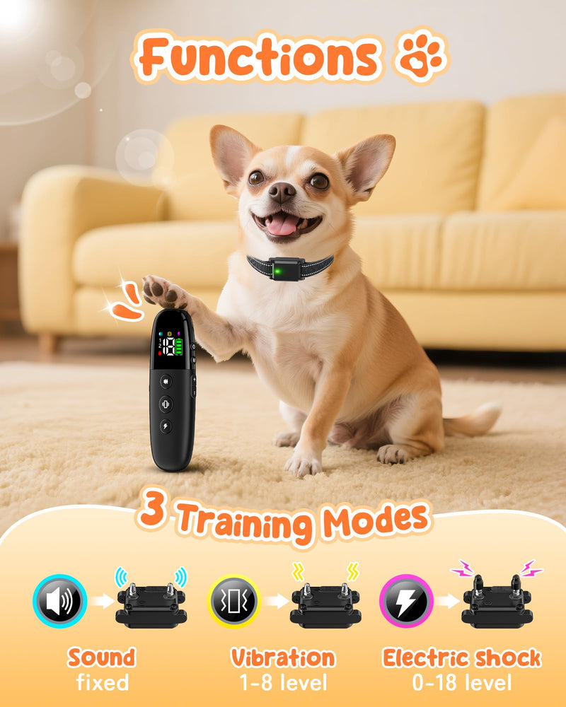 Small Dog Shock Collar for Dogs 5-15lbs - 2000FT Remote,Waterproof,Vibration/Beep/Safe Shock E-Collar - Dog Training Collar with Remote Control for Puppies, Small & Medium Breeds - PawsPlanet Australia