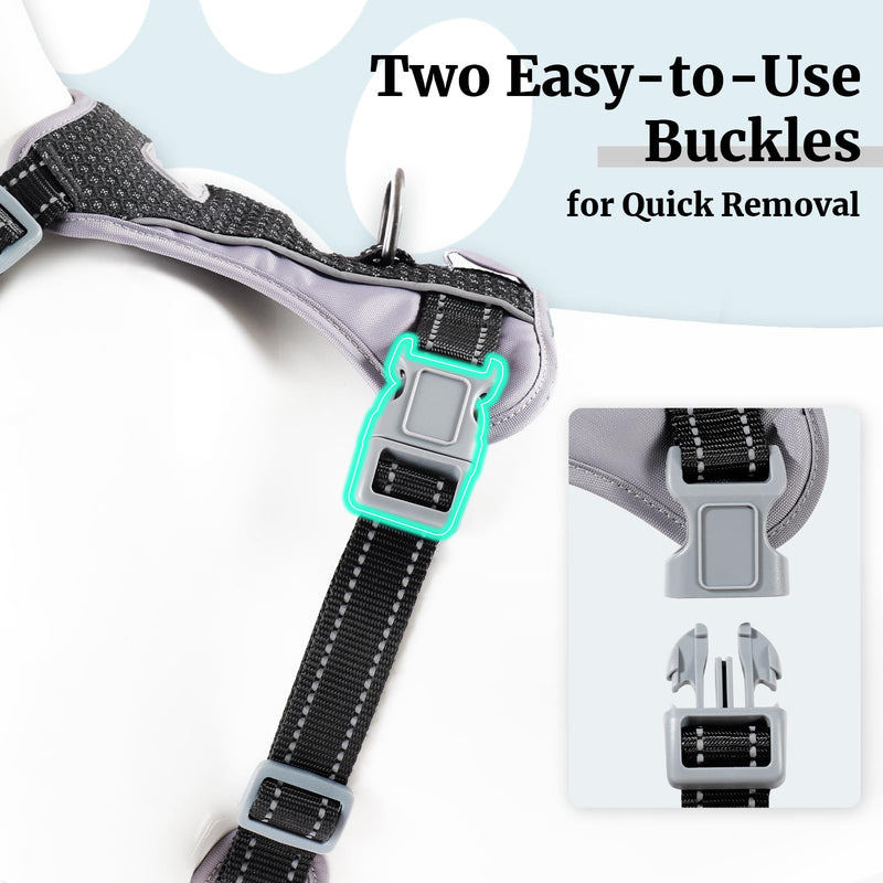 Huntboo No-Pull Dog Harness, Fully Reflective Vest with 2 Leash Clips, No-Choke, Adjustable, Breathable & Durable for Small, Medium & Large Dogs Walking, Training, Running (Black, S) Small (Pack of 1) Black - PawsPlanet Australia