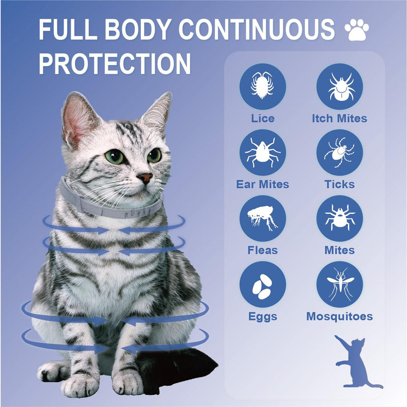 Flea Collar for Cats, Flea and Tick Collars for Kittens, Flea & Tick Treatment Prevention, Natural Essential Oil, 2 Pack, 16 Months Protection, One Size Fits All, Waterproof - PawsPlanet Australia