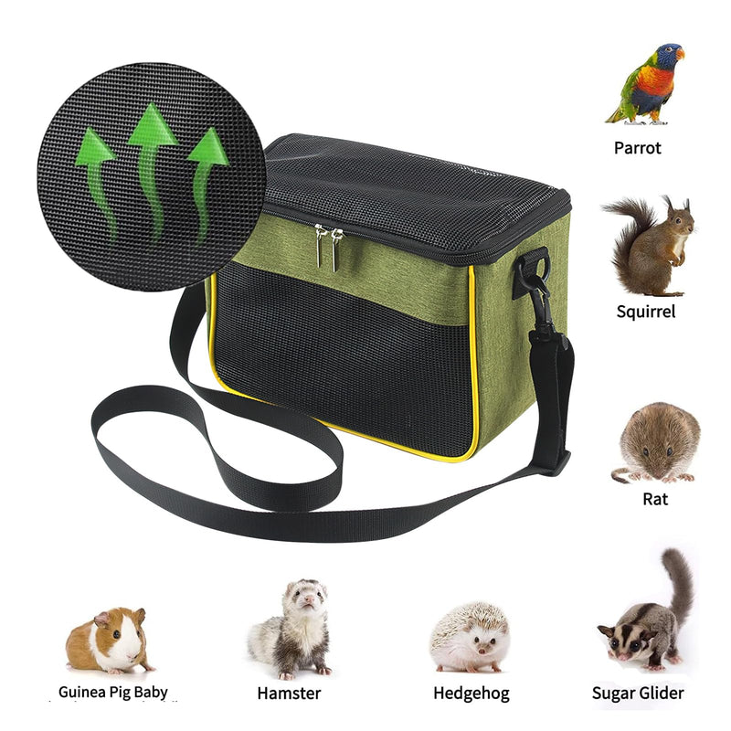 haozaikeji Guinea Pig Carrier Bag Portable Rabbit Travel Bag Breathable Small Animal Outgoing Pouch Hamster Carrier with Pad Green - PawsPlanet Australia
