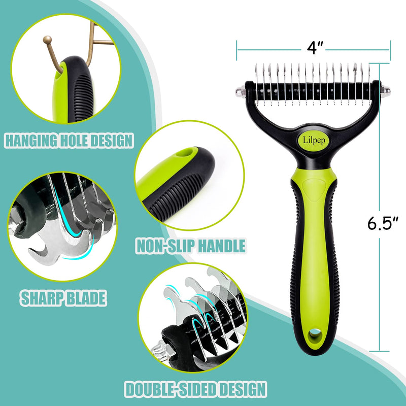 Pet Grooming Tool, Double-Sided Professional Grade Undercoat rake for pet tangles and mat Removal, Safe dehairing Comb and Depilation Tool - PawsPlanet Australia