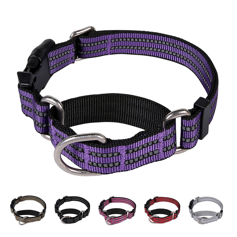 Martingale Dog Collars Reflective Nylon Dog Collar with Quick Release Buckle Adjustable Training No Slip Dog Collar (Medium, Purple) Medium