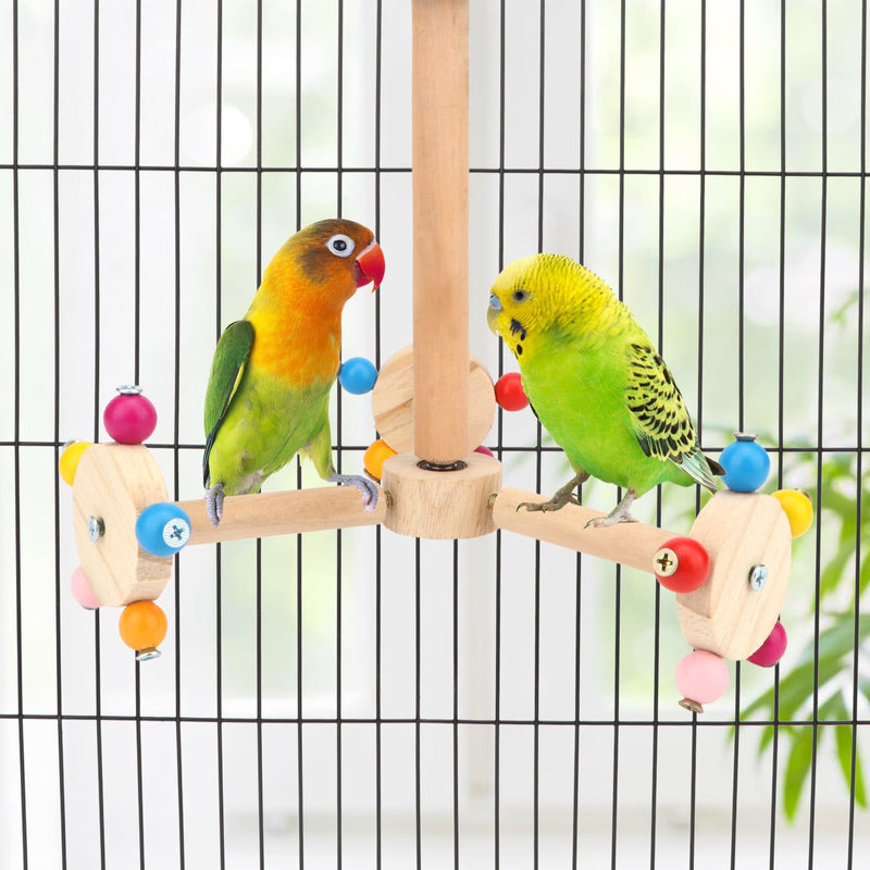 Hypeety Spinning Bird Perch Stand Toy Natural Wood Interactive Exercise Wheel Parrot Perch Toys Bird Rotating Perch for Parrot Parakeets Budgies Lovebirds Finch Conures (3 Stands) 3 Stands - PawsPlanet Australia