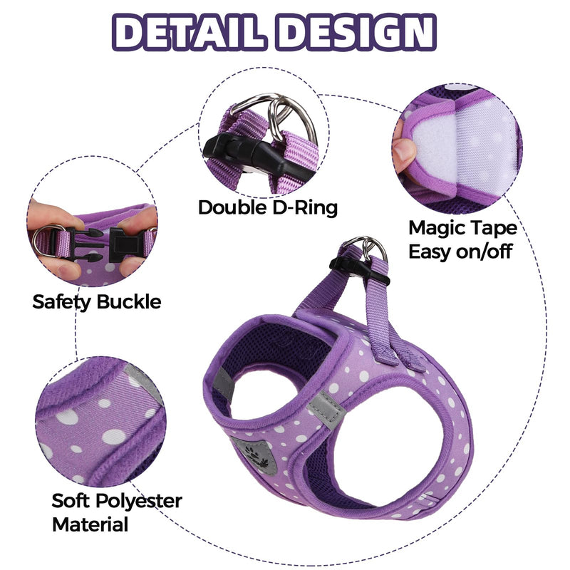 PAWCHIE Dog Harness and Leash Set, Step in No Pull Soft Pet Harness, Reflective Adjustable Puppy Vest for Small Medium Dogs Cats,No Choke Harness Vest with Poop Bag Holder for Walking,Running,Purple M Purple - PawsPlanet Australia