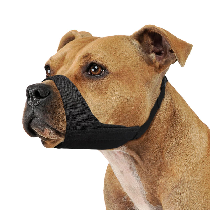 Mayerzon Pitbull Muzzle, Soft Muzzle for American Bully Bulldog Boxers Rottweilers, Anti Fierce Barking Biting Chewing Muzzle for Grooming, Fabric Muzzle for Medium Large Short Snout Dog Black XL [Snout Cir: 11.5-12.25"]