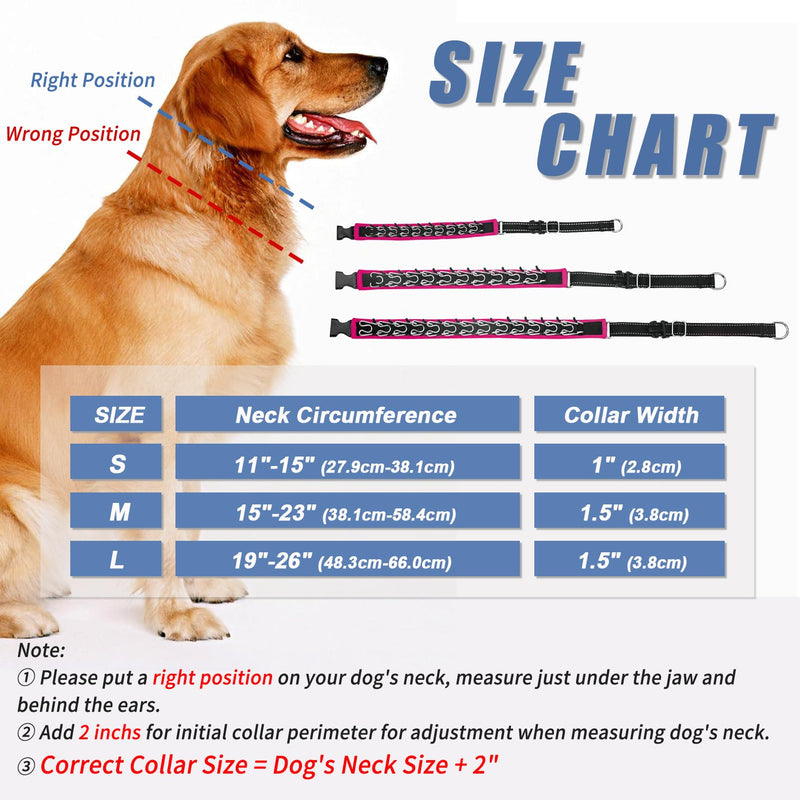 Martingale Collar for Dogs, Heavy Duty Nylon No Pull Dog Collar with Buckle, Adjustable Anti Pull Collar Reflective Slip Collar for Large Medium Small Dog Training Walking M Hot Pink M (15"-23" Neck, 1.5" Wide) Black Hot Pink - PawsPlanet Australia