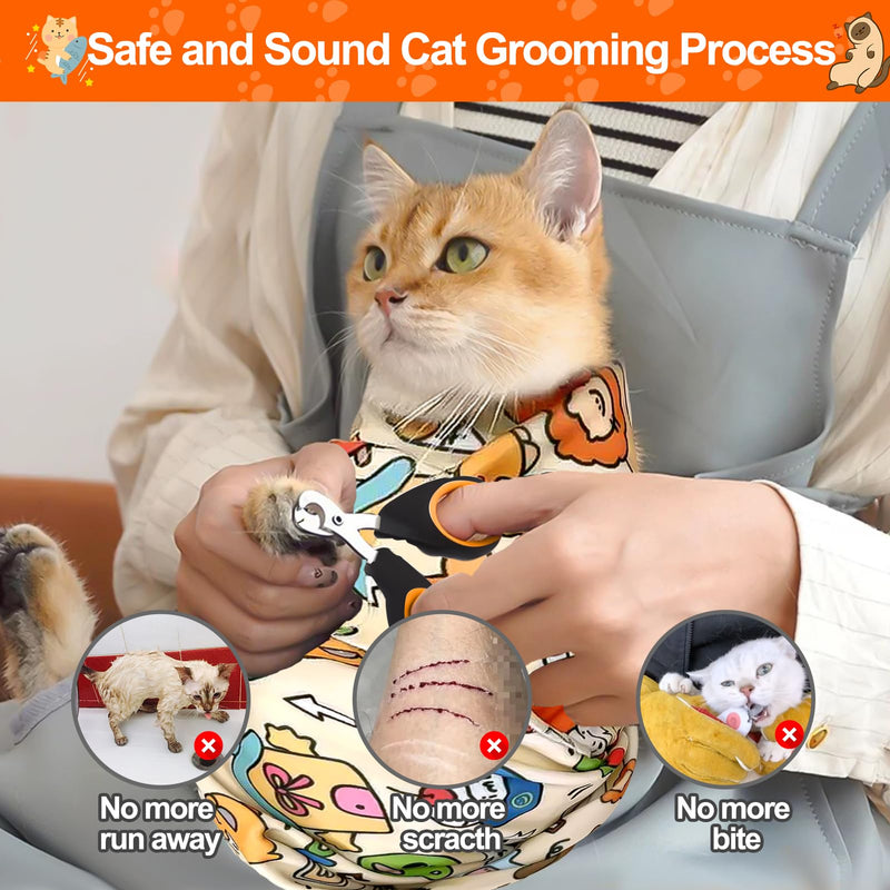 Cat Grooming Supplies - Cat Wrap for Cutting Nails with Cat Nail Clipper, Cat Restraint for Nail Clipping to Anti-Runaway/Scratch/Bitten, Cat Swaddle Wrap for Calming & Holding Cat (X Large) Animal X Large - PawsPlanet Australia