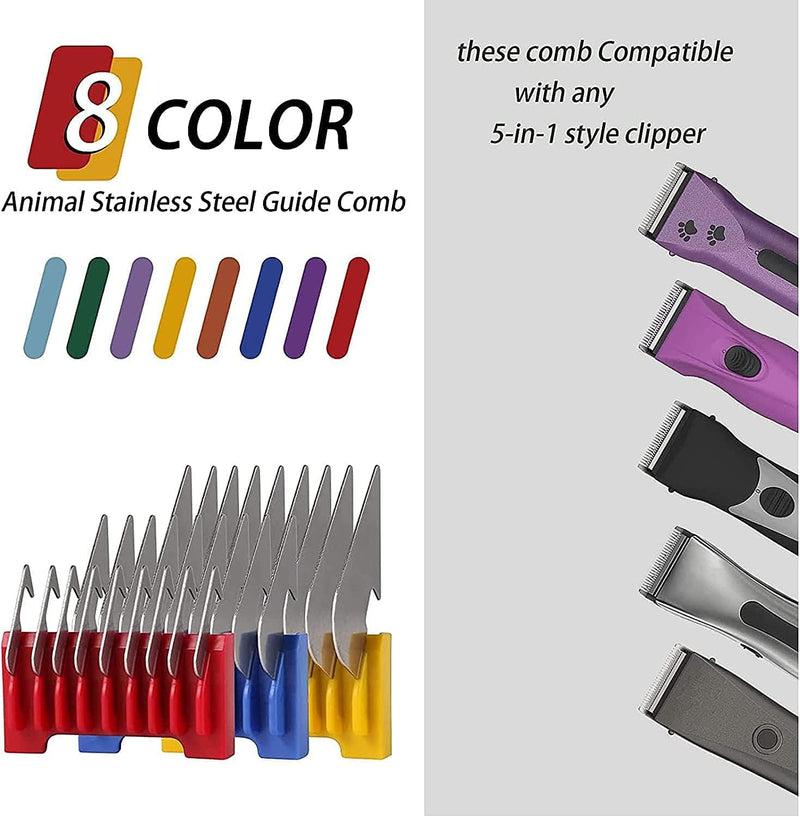Stainless Steel Dog Grooming Attachment Guards Combs Sets Compatible with Arco,Bravura,Chromado,Figura,and Motion - PawsPlanet Australia