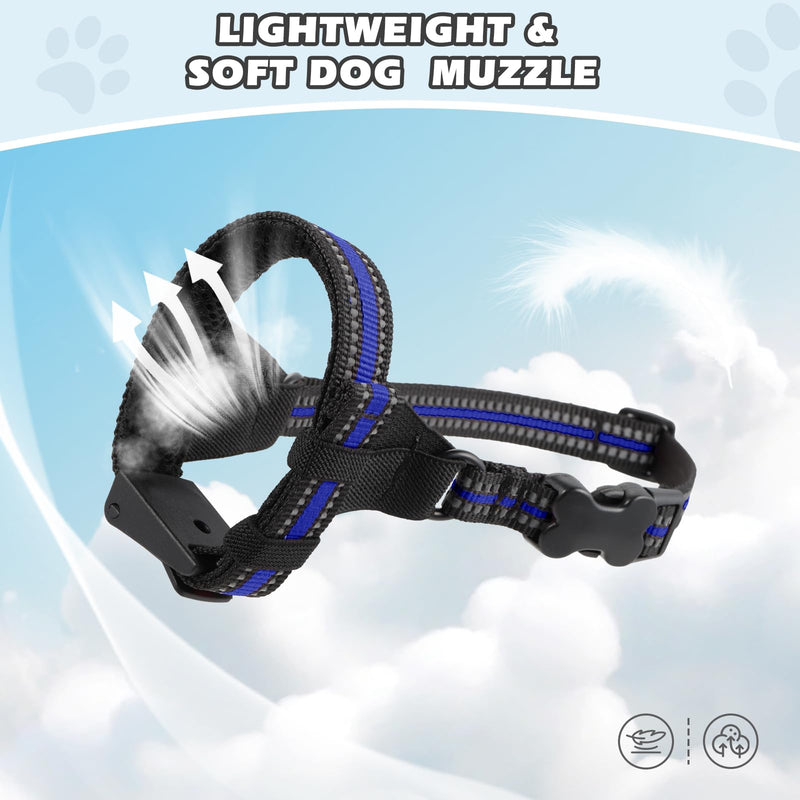 Dog Muzzle,Anti-Bite Adjustable Breathable Soft Muzzle for Small Medium Large Dogs - Vet Visits, Grooming & Training - Secure Fit, Lightweight Design,Allows Panting and Drinking Blue Line M - PawsPlanet Australia