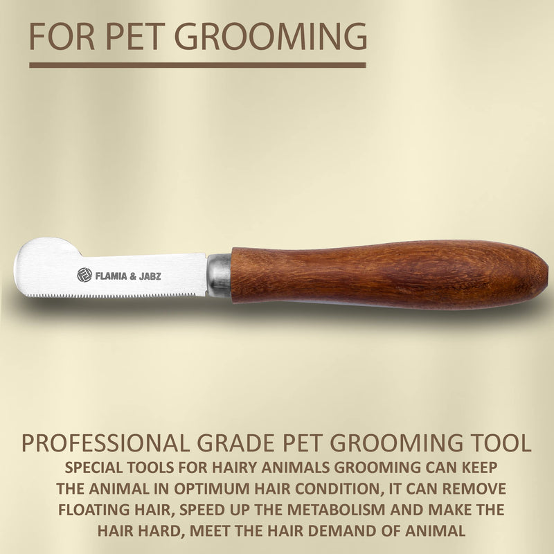 Professional Stripping Knife for Dogs & Pets, Round Wooden Handle Grip with Stainless Steel Blade (Extra-fine, Right handed) - PawsPlanet Australia