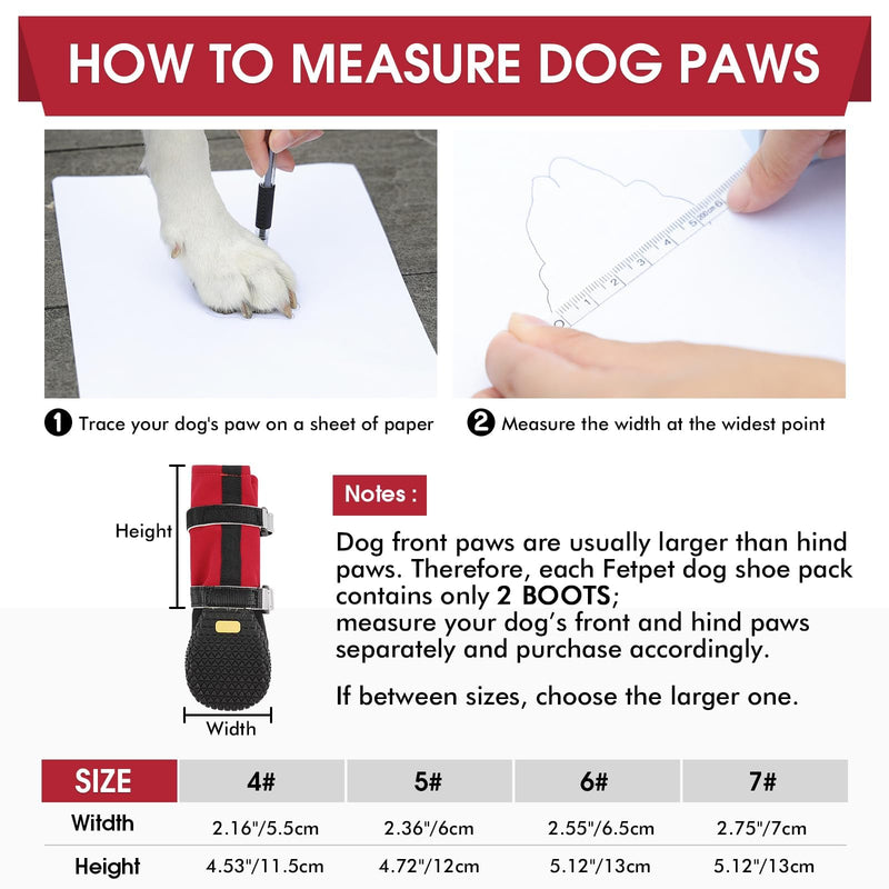 Dog Boots, Waterproof Dog Shoes for Winter, Non Slip Breathable Dogs Booties for Medium and Large Dogs, 2PCS Outdoor Doggie Boots & Paw Protectors 5#(2 boots)