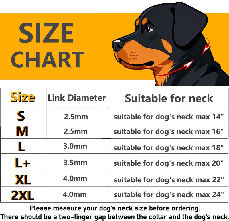 Freezx Dog Choke Collar Slip P Chain,Heavy Duty Metal Training Choke Collars, Adjustable Weather Proof Alloy Steel Chains for Small Medium Large Dogs (XL, Diameter-4mm) Silver "XL" - suitable for dog's neck max 22" , D-4mm - PawsPlanet Australia