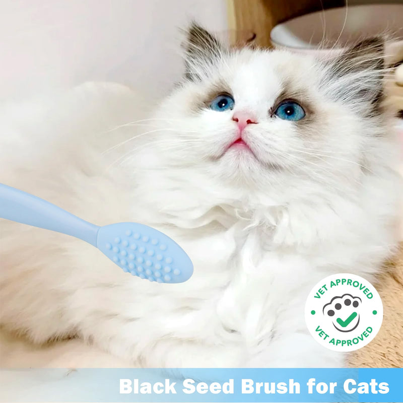 2PCS Pet Black Seed Brush for Cat Chin Acne & Blackhead Removal | Silicone Double-sided Grooming Brush for Acne Treatment | Acne Removing Tool|Cat Grooming Essentials,Blue Blue - PawsPlanet Australia