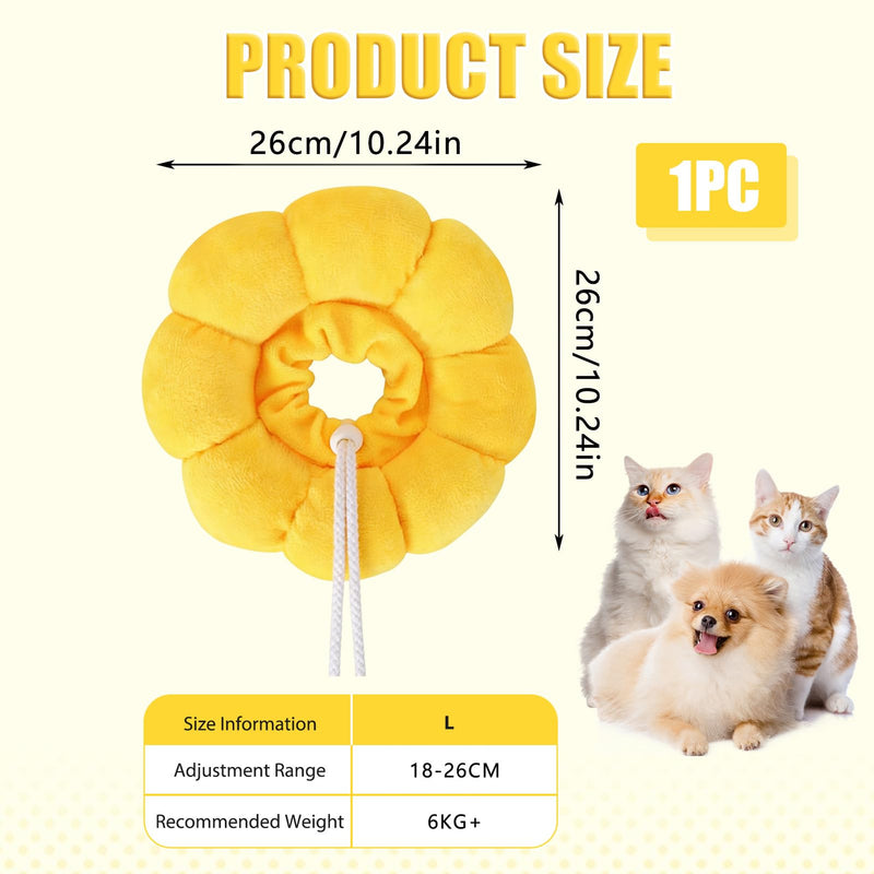 Cat Collar, Soft Flowers Elizabethan Cat Collar, Lick Protection Cat Collar for Cats Small Dogs After Surgery - Yellow, L Groß