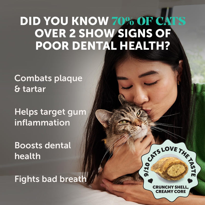 Fresh Breath Dental Bites for Cats – Crunchy & Creamy Cat Dental Treats for Fresh Breath, Tartar & Plaque Control – Dual-Texture Cat Oral Care Bites for Bright Teeth & Healthy Gums – 90 Day Supply - PawsPlanet Australia