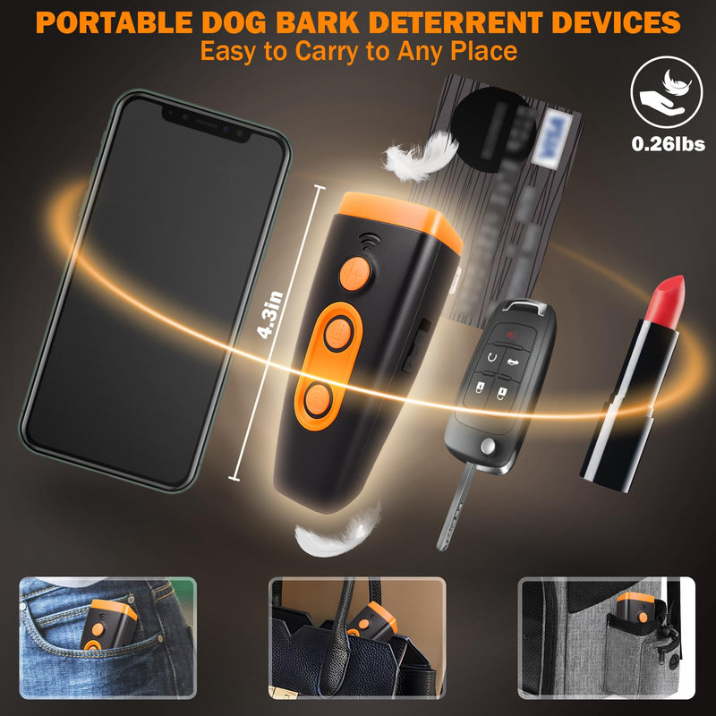 Dog Bark Deterrent Device, Ultrasonic Anti-Barking Device for Dogs Training, Safe and Effective, Up to 35FT Long Range Rechargeable & Portable Bark Shield Indoor and Outdoor Use, Orange - PawsPlanet Australia