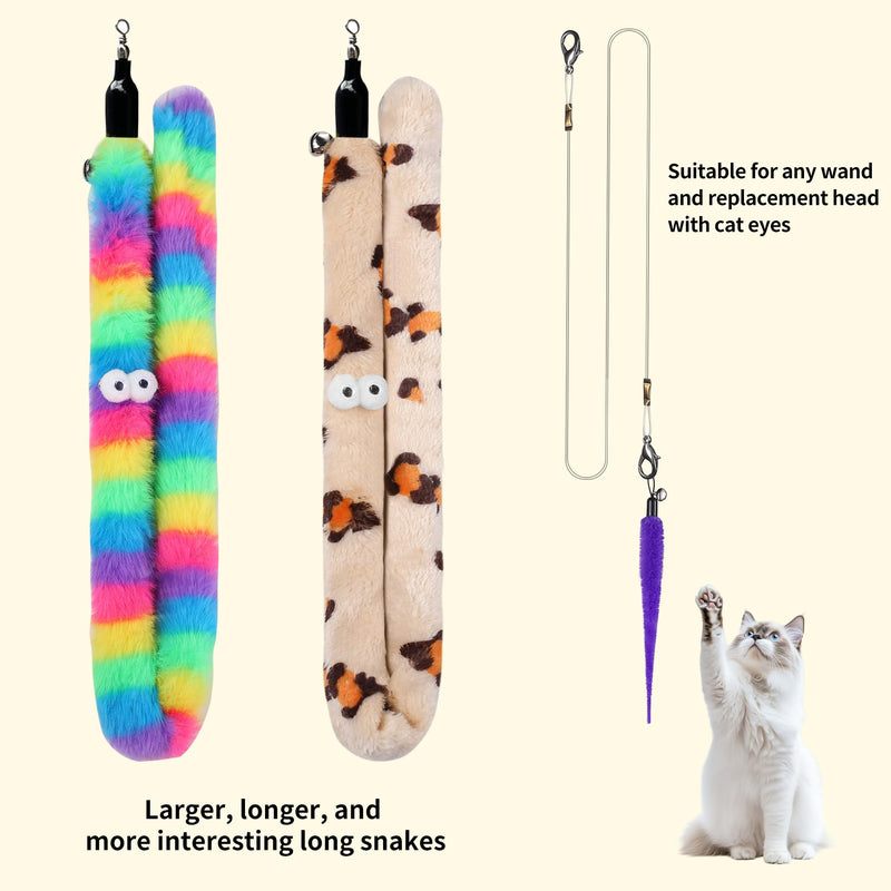 11 Pcs Cat Wand Worm Toy Refills,8 Pcs Worm Refills, 2 Pcs Long Snake Refills and 1 Piece of Cat Wand Replacement Rope(excluding Wand),for Bored Indoor Adult Cats Kitten - PawsPlanet Australia