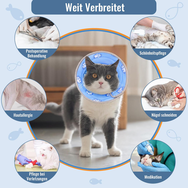 Cat Collar, Foldable Soft Protective Collar, Elizabethan Collar, Adjustable Anti-Leaking Anti Bite Cat Collar, Recovery Collar for Cats