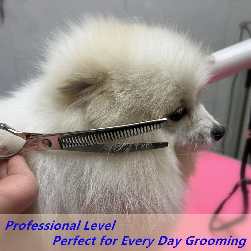 7'' Dog Downward Curved Chunkers Scissors Pet Grooming Curved Shears with Decorative Diamond Screws Japanese 440C Professional Texturizing Blending Shears for Dogs and Cats Silver Chunker - PawsPlanet Australia