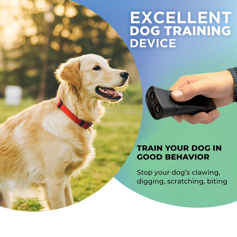 Ultrasonic Barking Deterrent Device – Stop Barking & Repel Aggressive Pets – Humane Training Tool, Anti Barking Device Outdoor Indoor, Bark Control, No Shock Collar Alternative, Portable LED