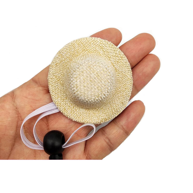 Soochat Pet Straw Hat, Mini Straw Hat with Adjustable Elastic Chin Strap, Snake Hamster Lizard Guinea Pig Knitted Hat Small Reptile Animal Decoration Supplies Accessories 2Pcs - PawsPlanet Australia