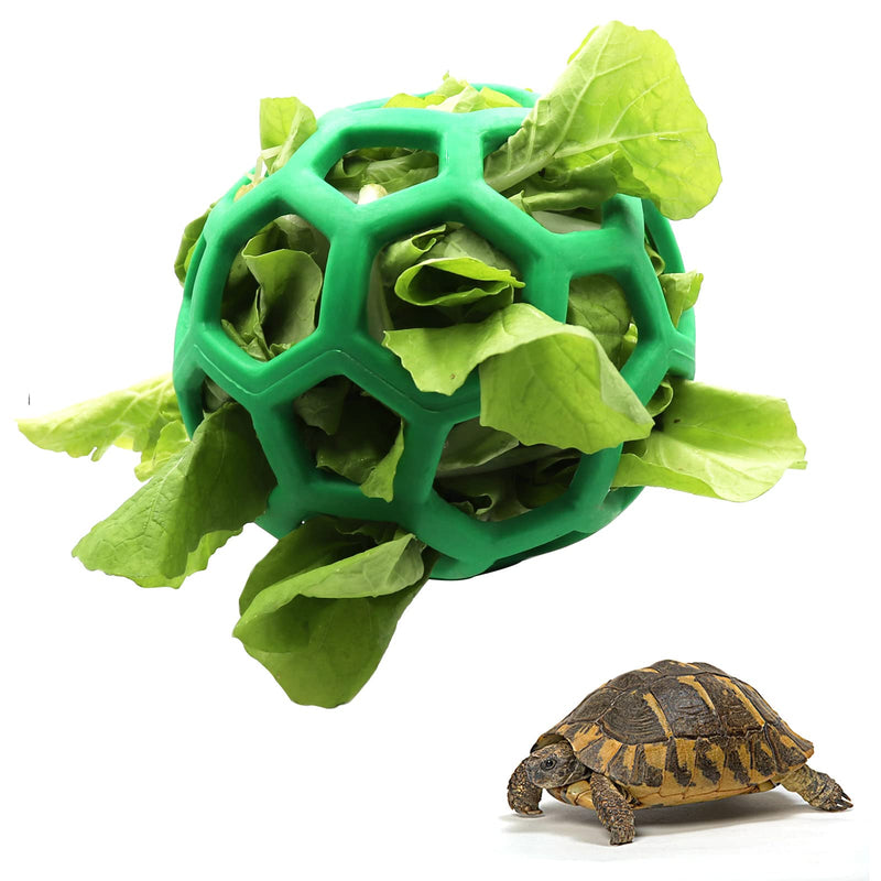 Tortoise Treat Ball Toy Hay Feeder Ball Hanging Feeding Grass Ball Fruit Vegetable Feeder Holder Foraging Toy for Small Animals Pet Tortoise Turtle Green