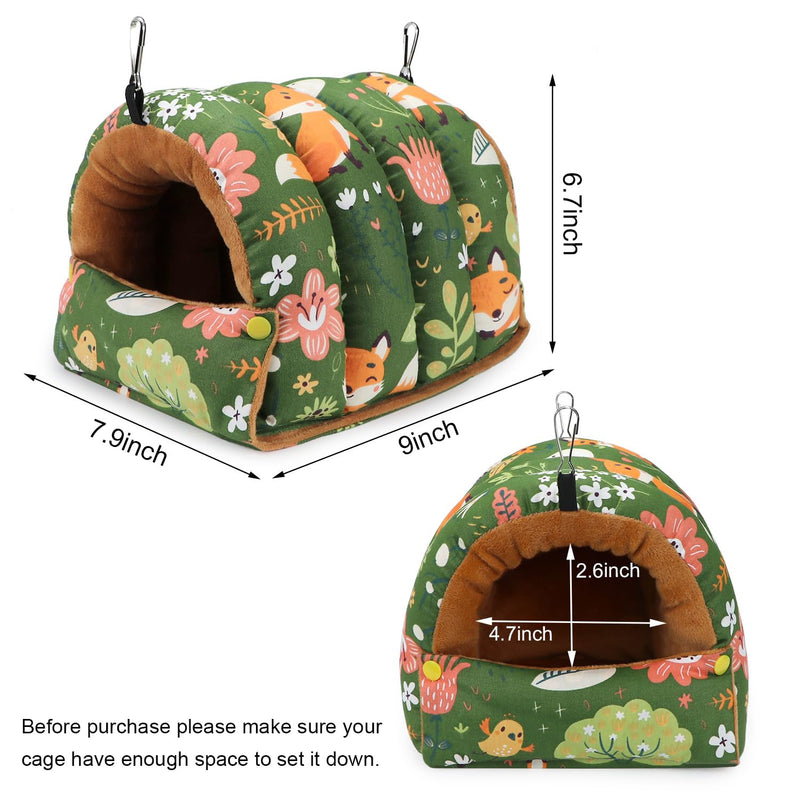 Wontee Bird Nest House Winter Warm Snuggle Hut Bird Bed Hanging Hammock for Parrots Budgies Parakeets Caique Senegal Cockatiels Conures (Large, Green) Large
