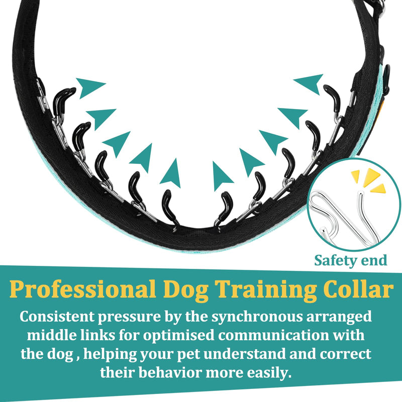 Martingale No Pull Dog Collar for Large Medium Dogs Pitbull German Shepherd Rottweiler, Patented Reflective Anti Pull Dog Collar with Buckle, Adjustable Dog Walking Collar No Pull for Training Hiking Large,2.5mm,18''-22"Neck Cyan