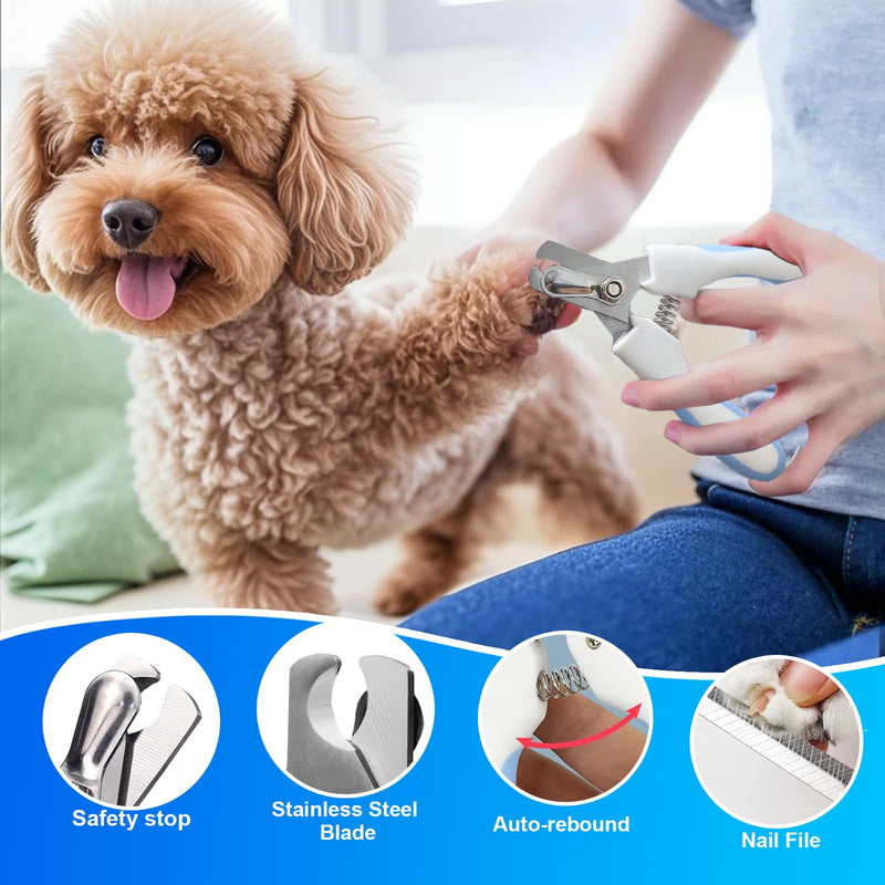Dog Grooming Kit 9pcs Professional Scissors Set with Comb for Dogs Cats Dog Brush for Shedding Nail Clipper with Nail File Brushes for Grooming Safety Round Tip Shears Kit Blue Small Large Pet - PawsPlanet Australia