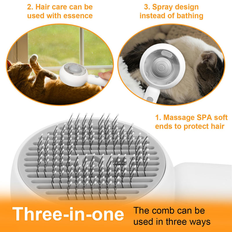 Pet Steam Brush, 3-in-1 Grooming Comb for Cats & Dogs Water Spray Shedding Brush for Long and Short Haired Pets Comb