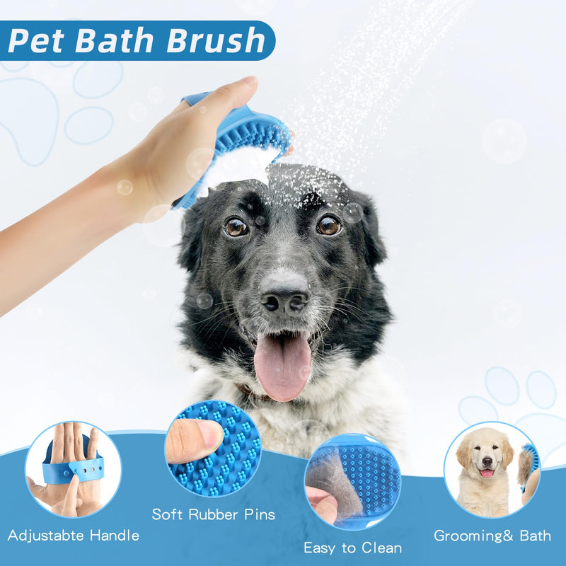 Dog Brush Dog Grooming Kit 7PCS Dog Brush for Shedding-Dog Brushes for Grooming, Dematting Comb for Dogs, Cat Nail Clipper with Nail File, Flea Comb, Pet Comb, Pet Bath Brush-Blue Blue 7Pcs+Bag - PawsPlanet Australia
