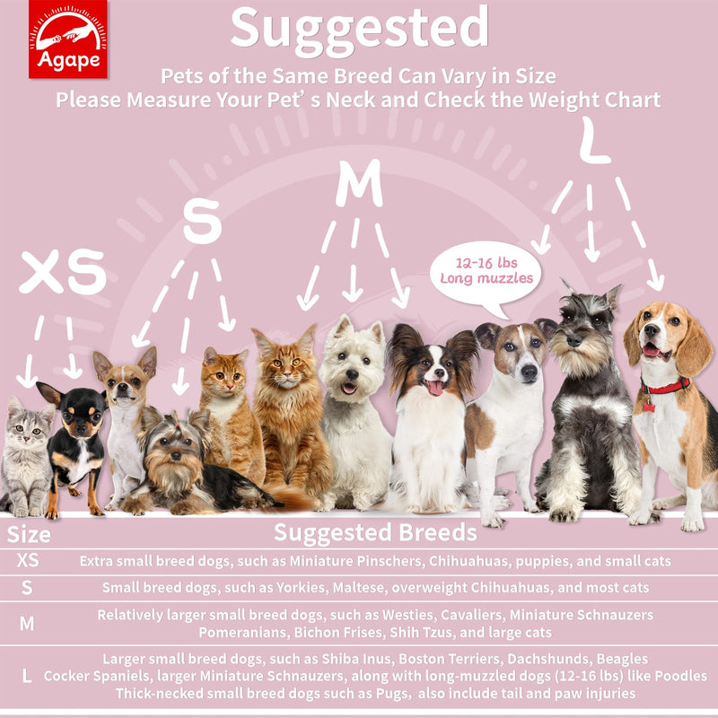 Agape Soft Dog Cone for Small Dogs & Cats, Comfy Dog Recovery Collar After Surgery, Adjustable E Collar Alternative to Stop Licking, Protective Elizabethan Collar for Pup&Kitty, Comfortable Dog Cones Pink (Small Dogs Cone) M (Neck:9.5"-13.5") - PawsPlanet Australia