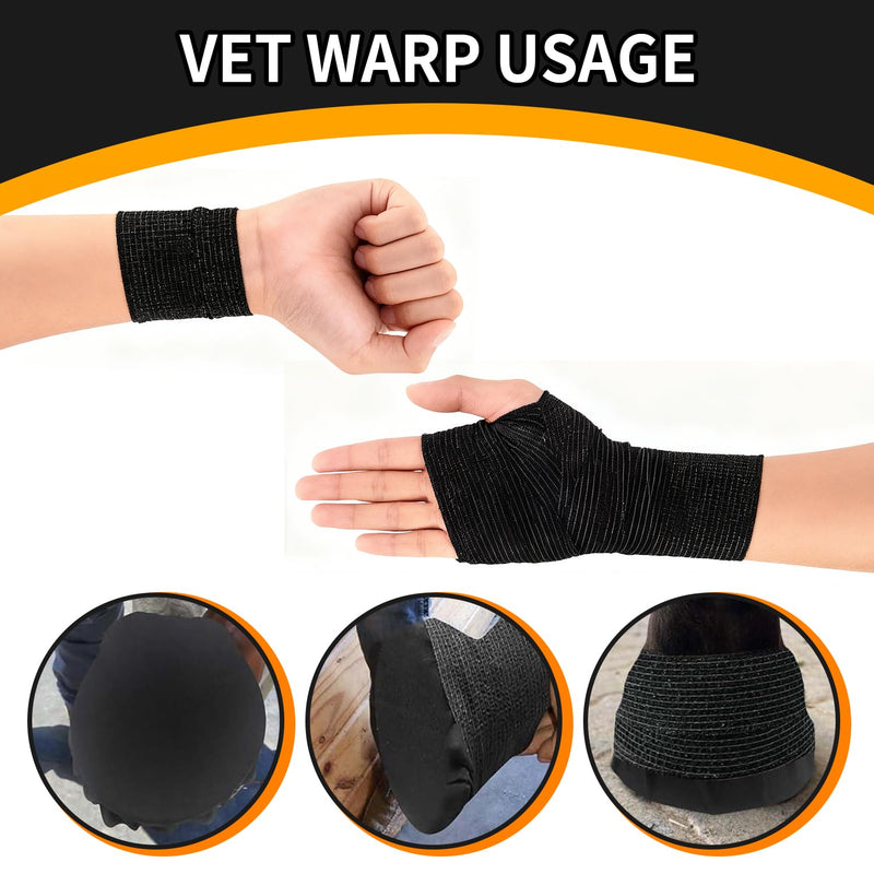 6 Pack Horse Hoof Tape with 2 Rolls of Vet Wrap, Strong Sticky Wraps, Magic Cushion Hoof Packing, Thrush Treatment for Horses, Horse Supplies for Real Horses 6 Pcs&2 Rolls - PawsPlanet Australia