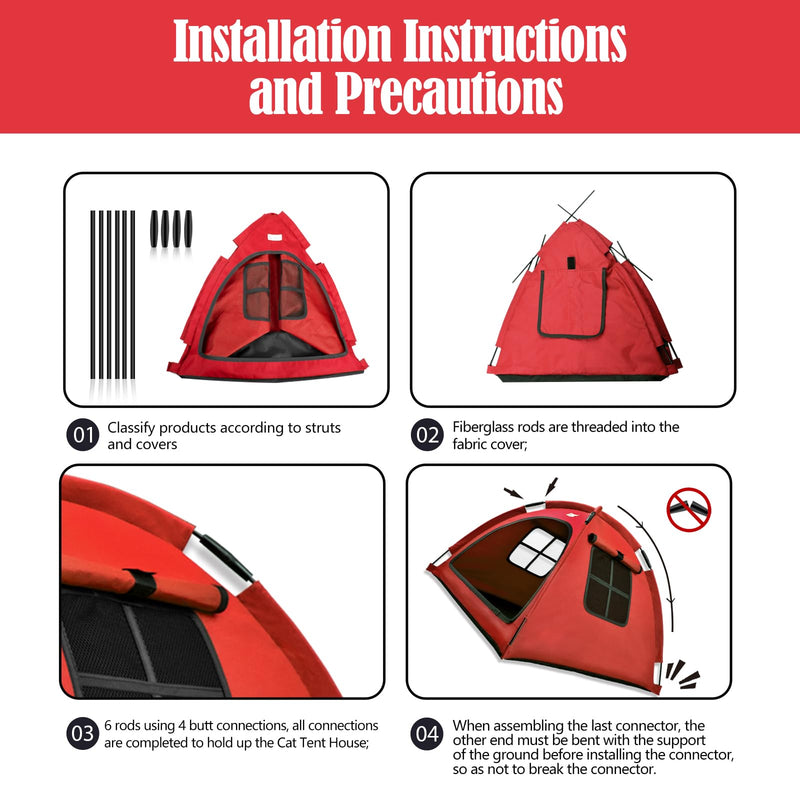 Dog Tent House, Cat and Dog Waterproof Tent House, Breathable Washable Indoor/Outdoor Pet Tent, Outdoor Dog Shade Suitable for Cat, Puppy, Bunny and Small Animal (Red S) Cherry Red - PawsPlanet Australia