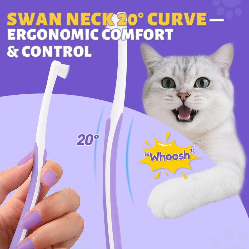 Cat Toothbrush for Kitten Teeth Cleaning – Soft Bristle Cat Dental Brush Set with Compact Head – Gentle Oral Care Tool for Daily Brushing Routine, Loved by Vets and Fur Babies 1 Count (Pack of 1) Purple - PawsPlanet Australia