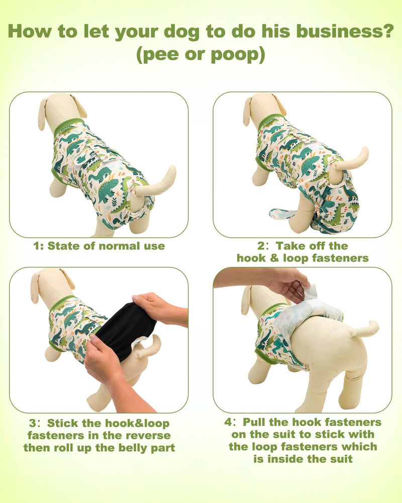 CuteBone Dinosaur Pet Surgery Recovery Suit for Large Dogs Cats, Surgical Onesie for Male Pets, Anti-Licking Wound Suit E-Collar Alternative Post Operative Wear SSF16XL Dinosaur#03 X-Large