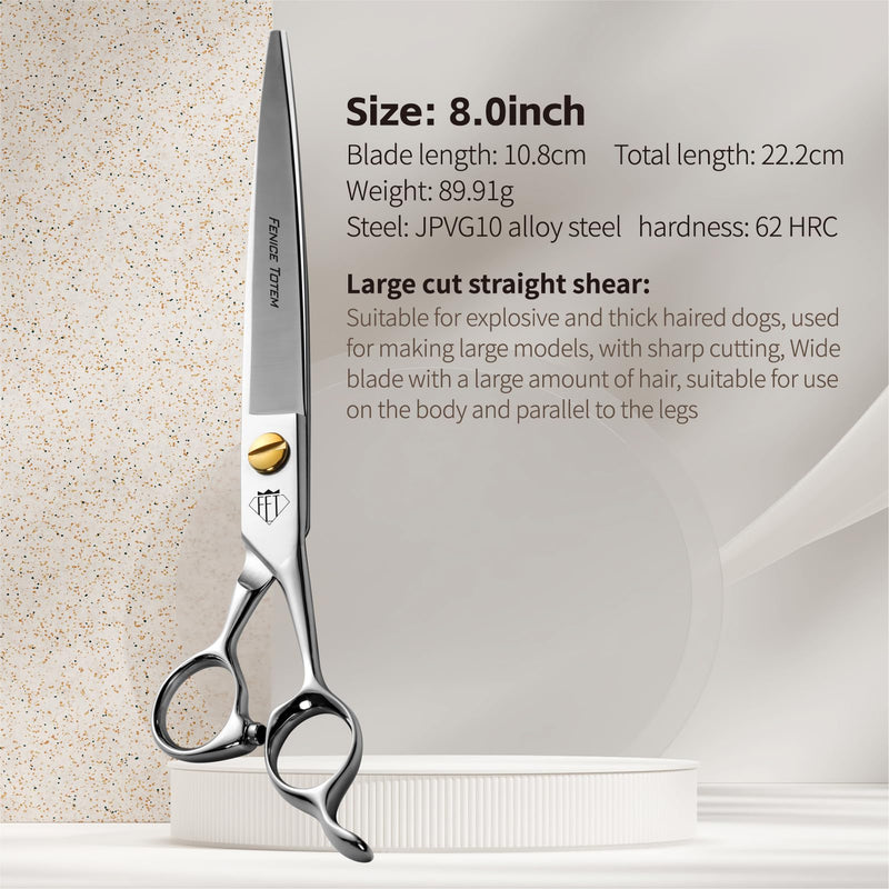 Dog Grooming Scissors: 8.0" Pet Shears Made Of Japanese VG10 Advanced Stainless Steel Professional Grooming Scissors for Dogs Cats and Other Pets Straight 8.0" - PawsPlanet Australia