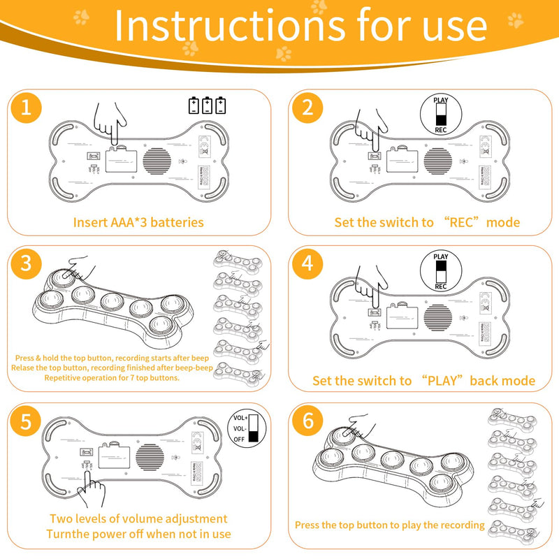 RIBOSY Dog Buttons for Communication, 7 in 1 Dog Talking Button Set, Recordable Training Buzzers for Dogs with 50 Scene Stickers (Battery Included) 7 In 1 Dog Buttons Set (Black) - PawsPlanet Australia