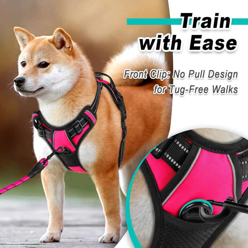 BARKBAY No Pull Pet Harness Dog Harness Adjustable Outdoor Pet Vest 3M Reflective Oxford Material Vest for pink Dogs Easy Control for Small Medium Large Dogs - PawsPlanet Australia