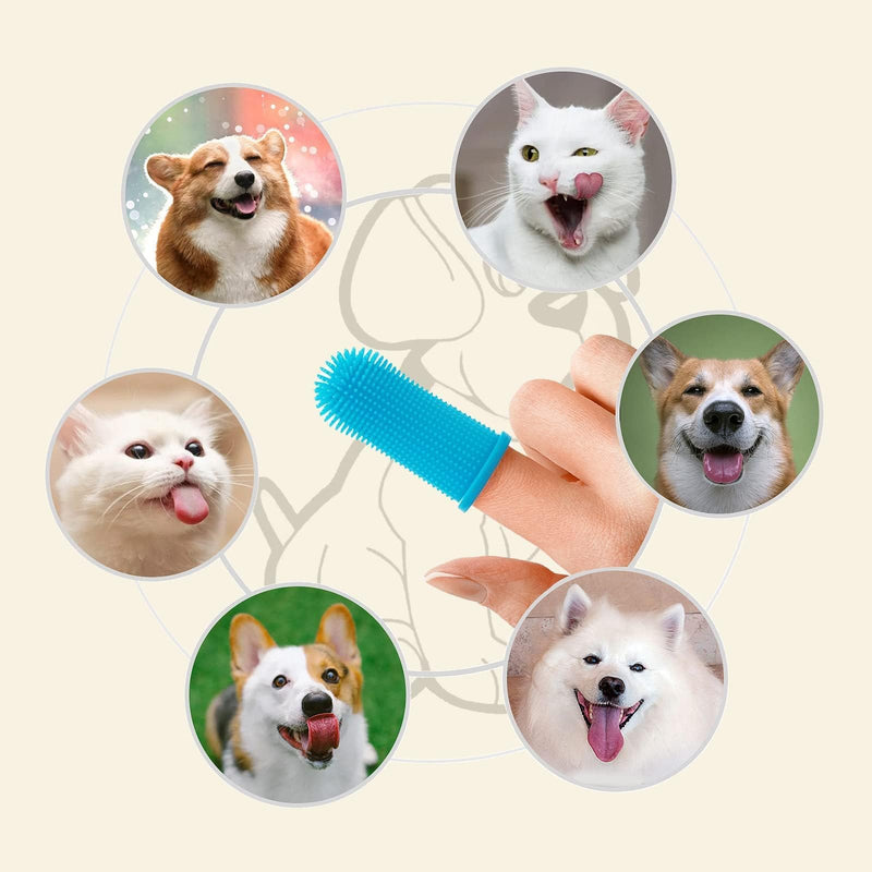 Dog Finger Toothbrush, 6Pcs Dog & Cat Toothbrush, 360º Silicone Puppy Tooth Brush, Dogs Cats Teeth Cleaning Dental Care